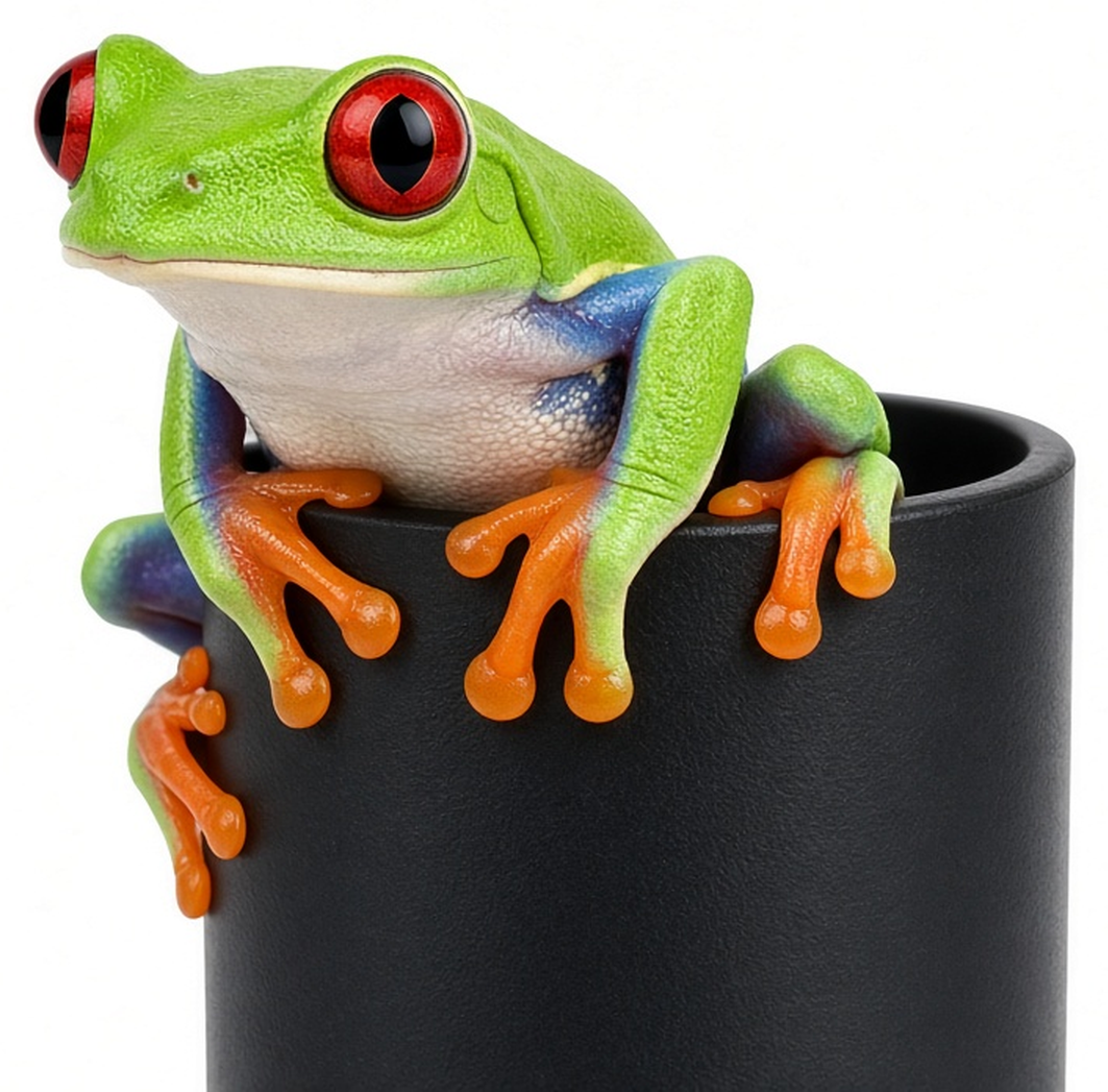 Flush Frog on realistic overflow pipe